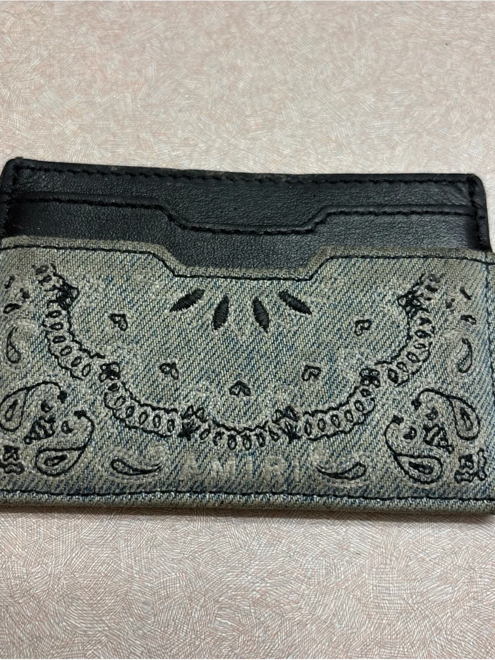 Amiri Bandana Print Leather Cardholder Wallet Denim Minimalist Slim